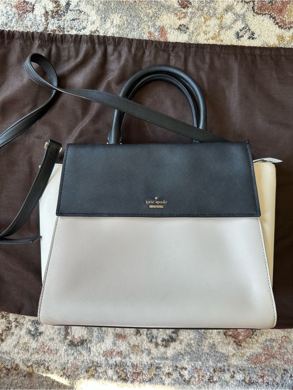 Kate Spade Two-Tone Black and Cream Satchel with Top Handles - Picture 3 of 11